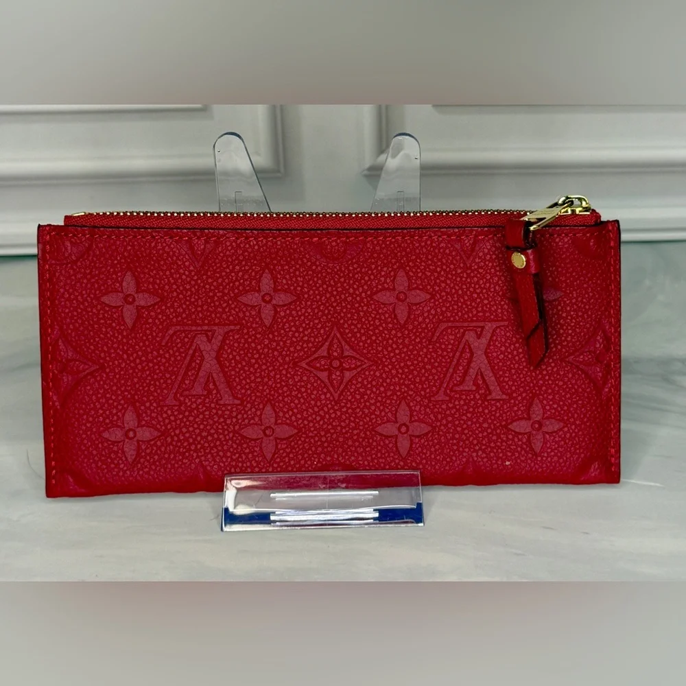 Louis Vuitton Red Monogram Empreinte Leather Zip Coin Pouch